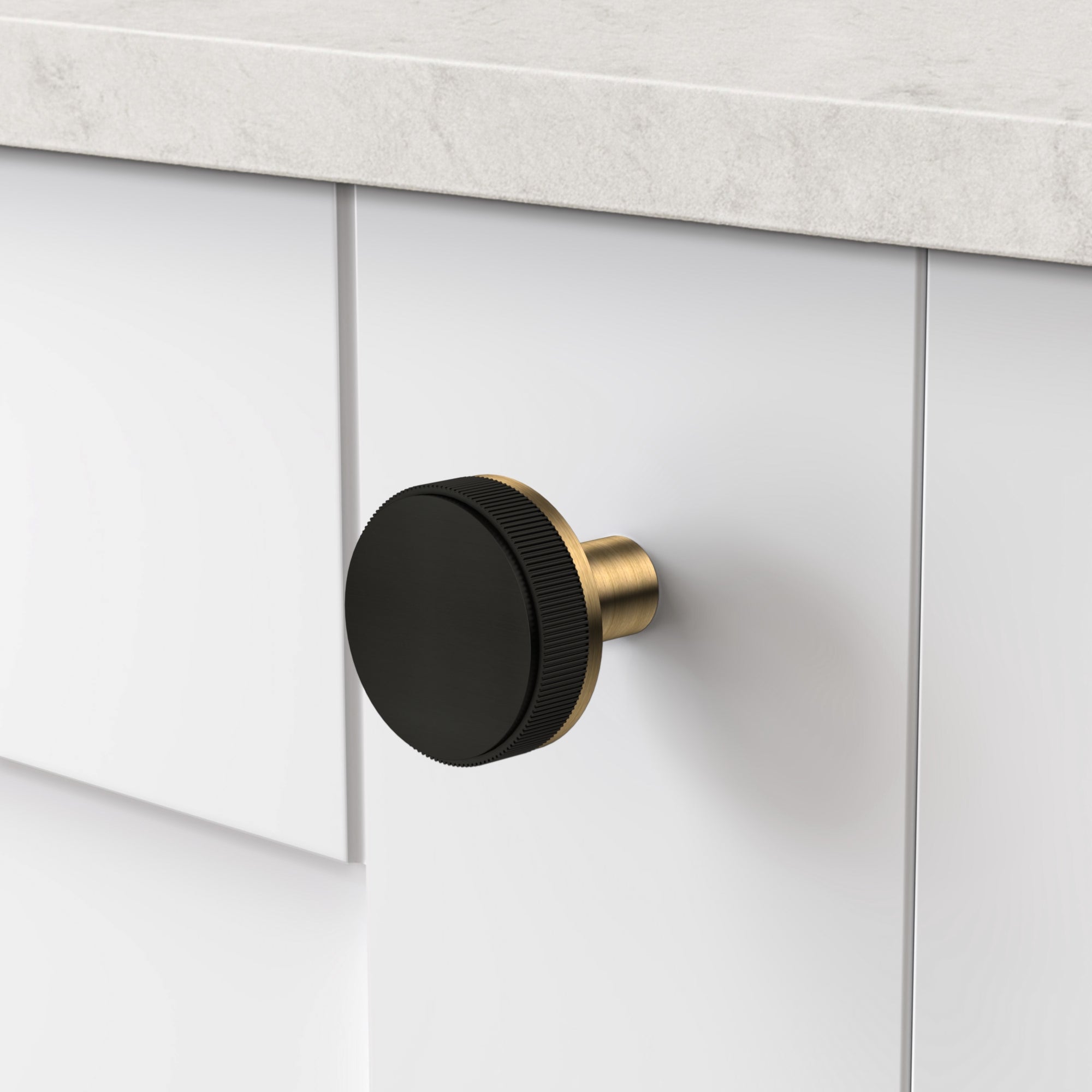 Brass Linear Door Knobs in Antique and Black