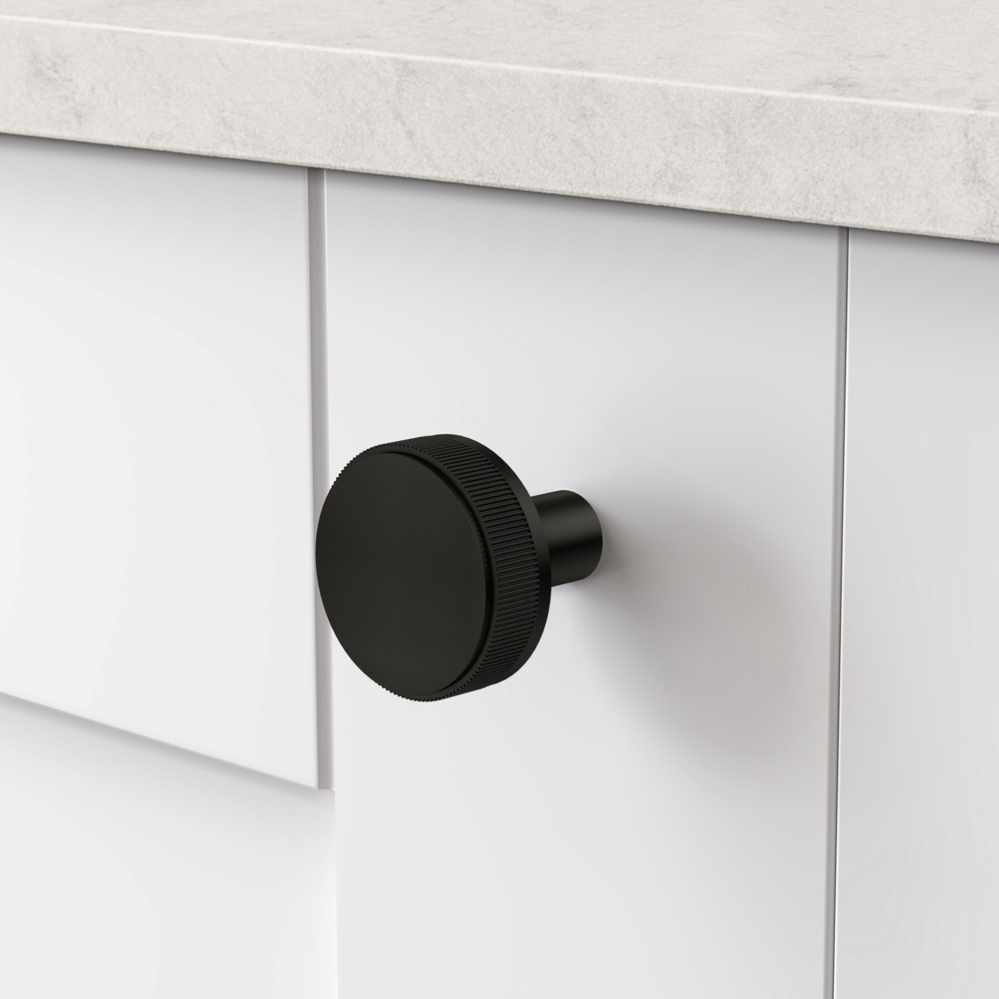 Brass Linear Door Knobs in Black