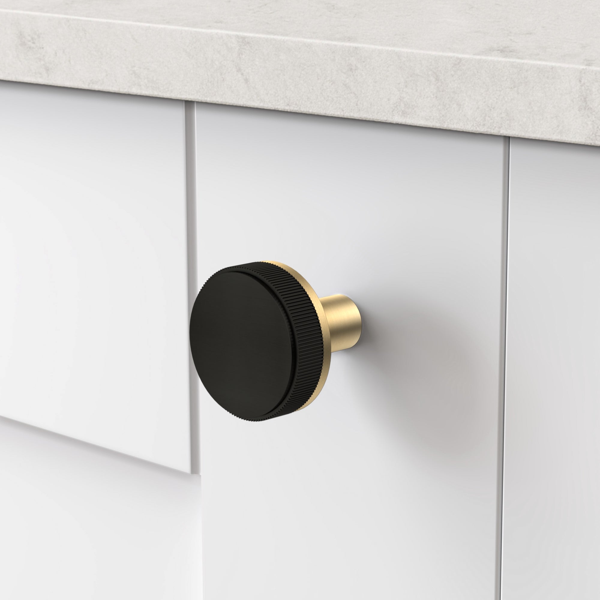Brass Linear Door Knobs in Gold and Black