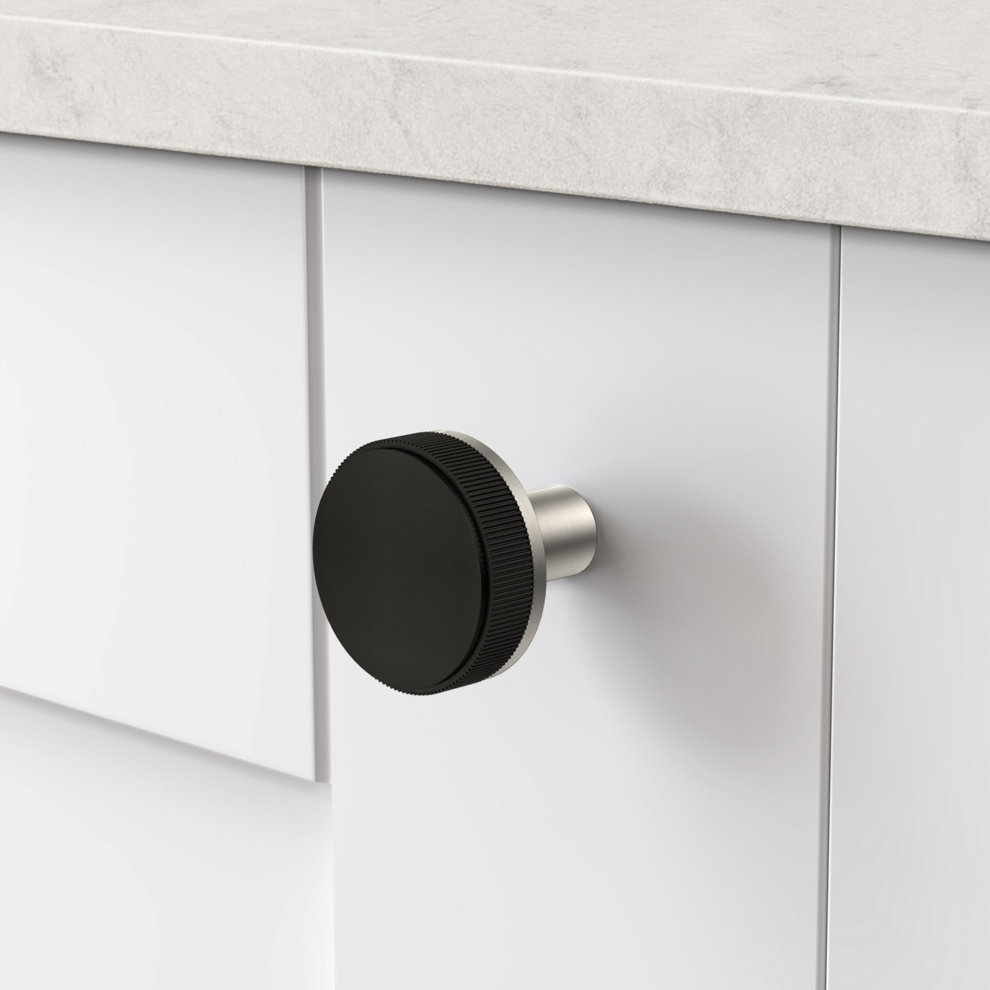 Brass Linear Door Knobs in Silver and Black