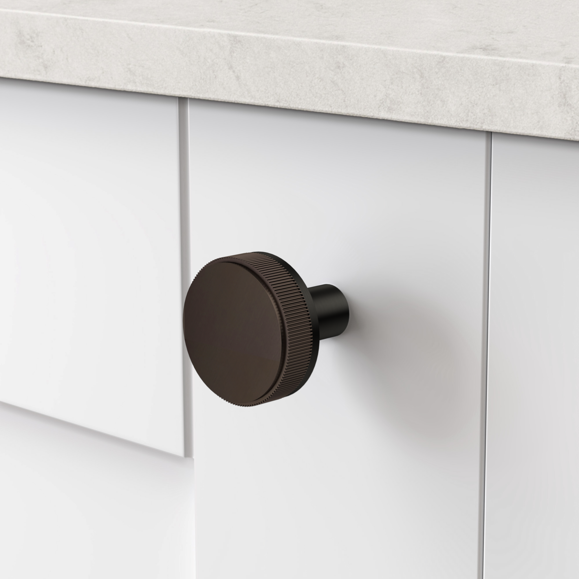 Black Brass Linear Door Knobs with Tip In Bronze