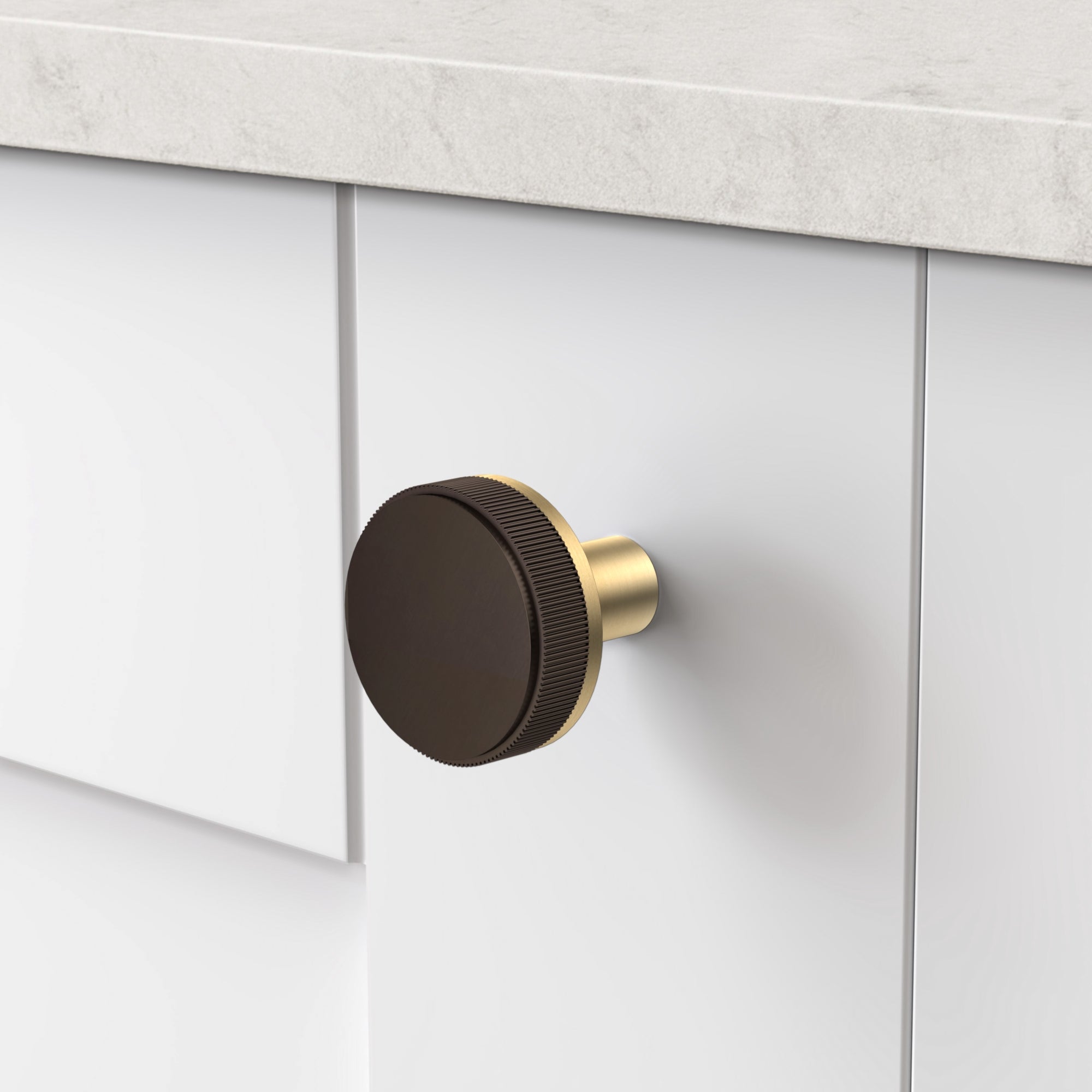 Brass Linear Door Knobs in Gold and Bronze