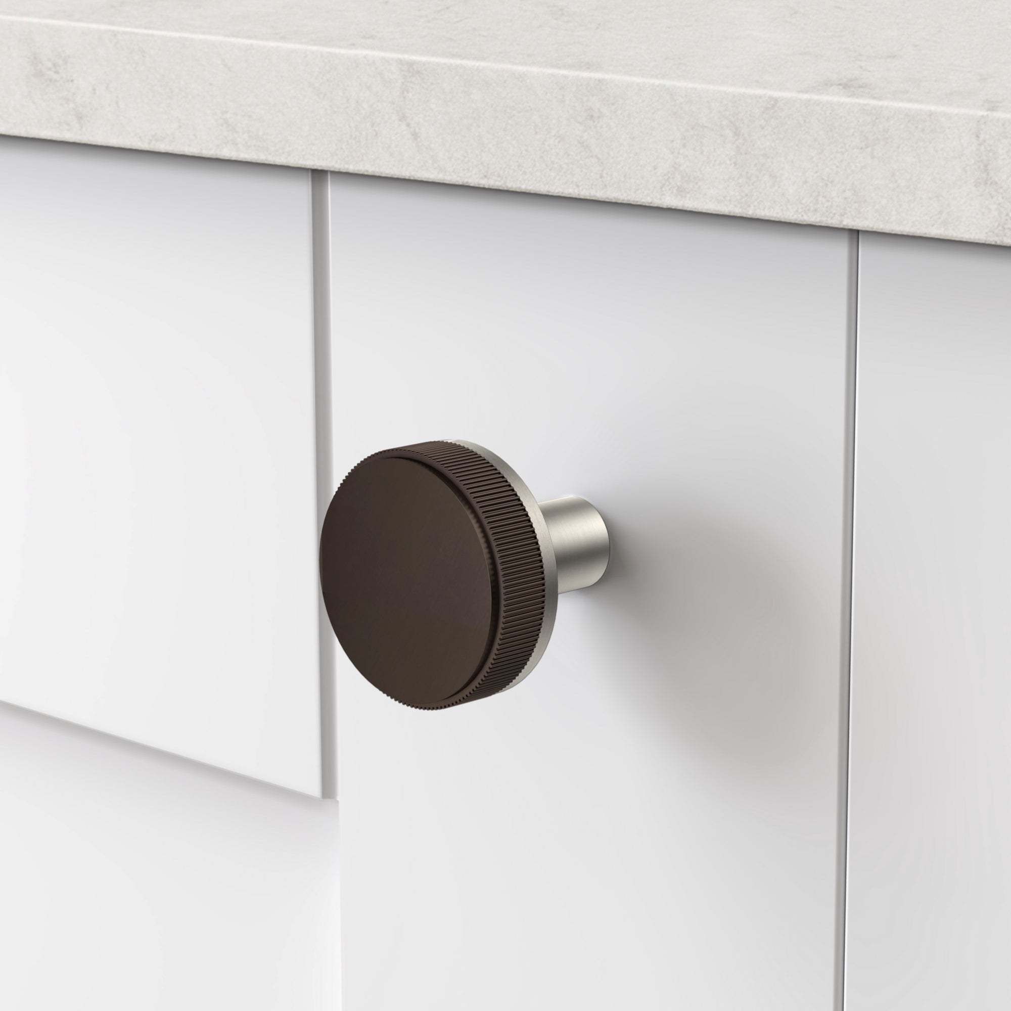 Brass Linear Door Knobs in Silver and Bronze