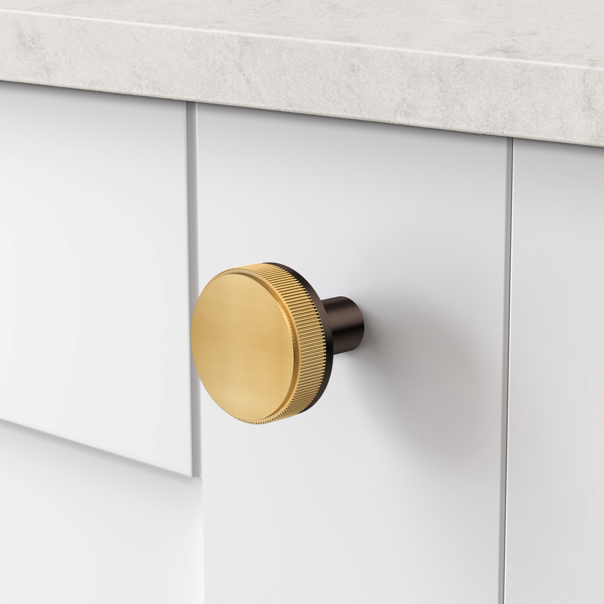 Brass Linear Door Knobs in Bronze and Gold