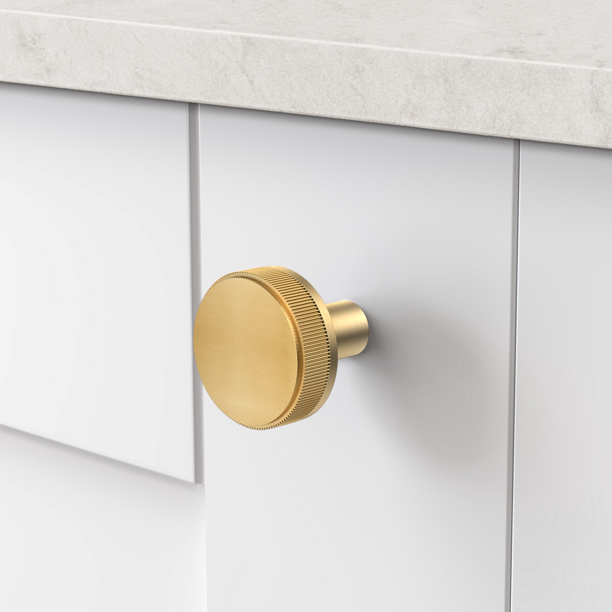 Brass Linear Door Knobs in Gold