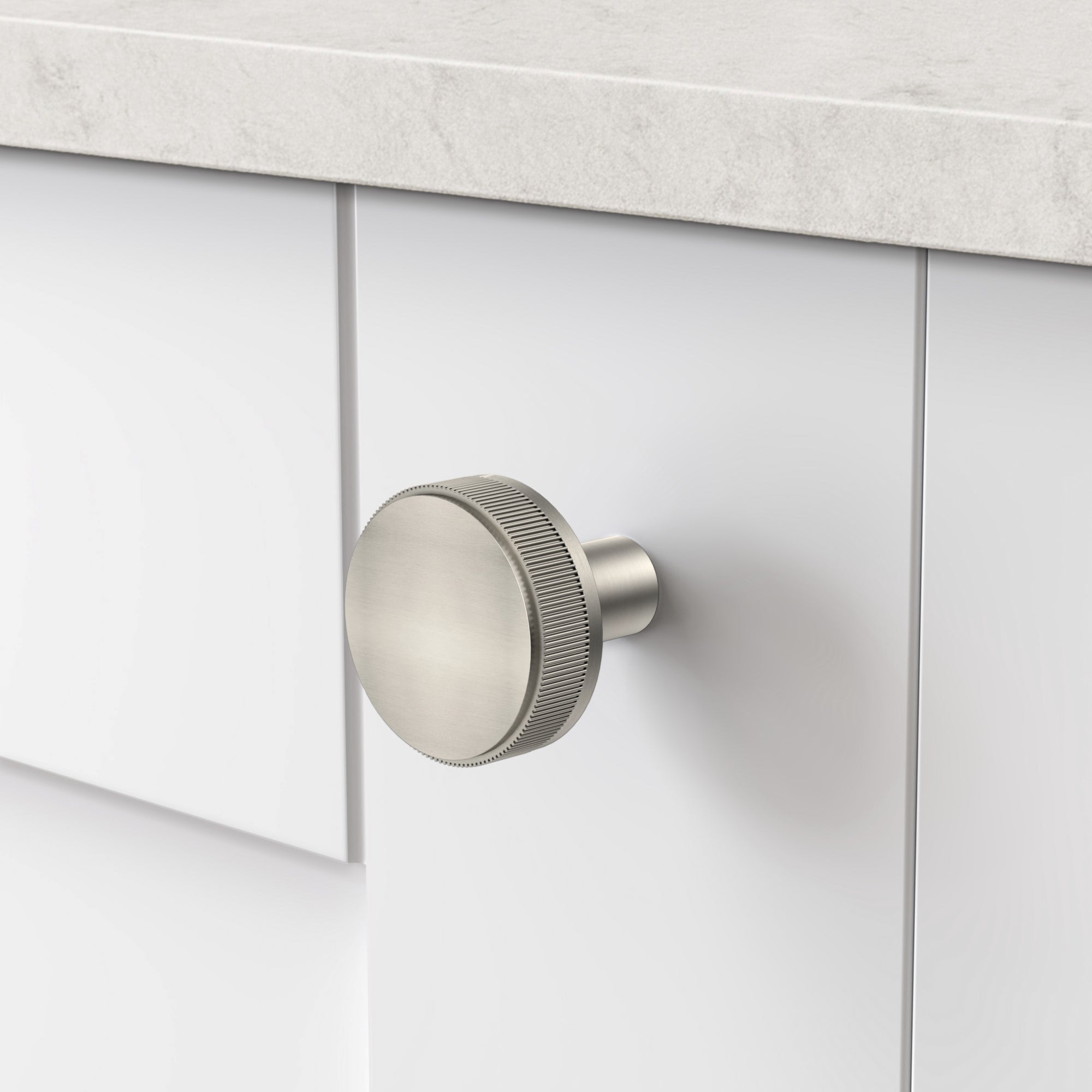 Brass Linear Door Knobs in Silver