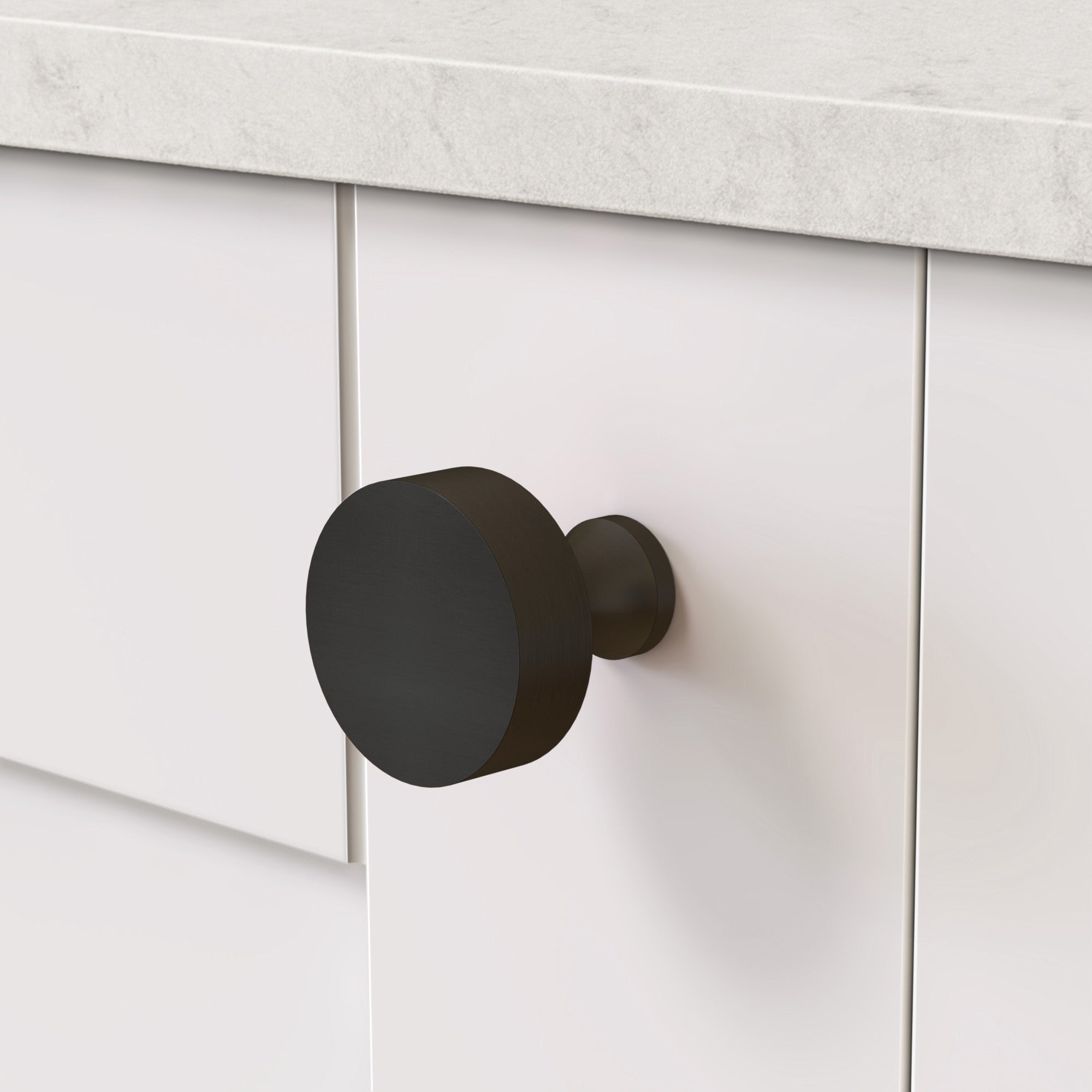 Brass Round Door Knobs in Black