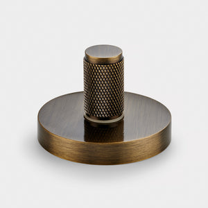 Brass Knurled Thumbturn Door Lock Set in Antique