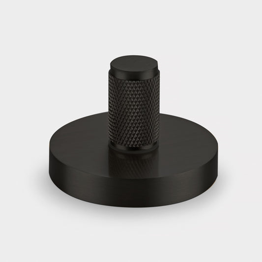 Brass Knurled Thumbturn Door Lock Set in Black