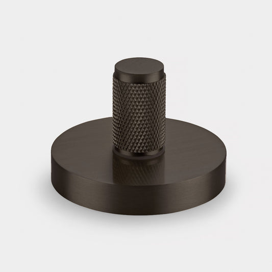 Brass Knurled Thumbturn Door Lock Set in Bronze