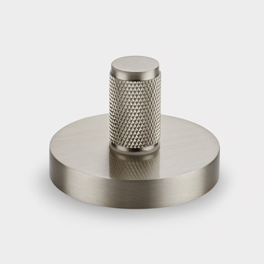 Brass Knurled Thumbturn Door Lock Set in Silver