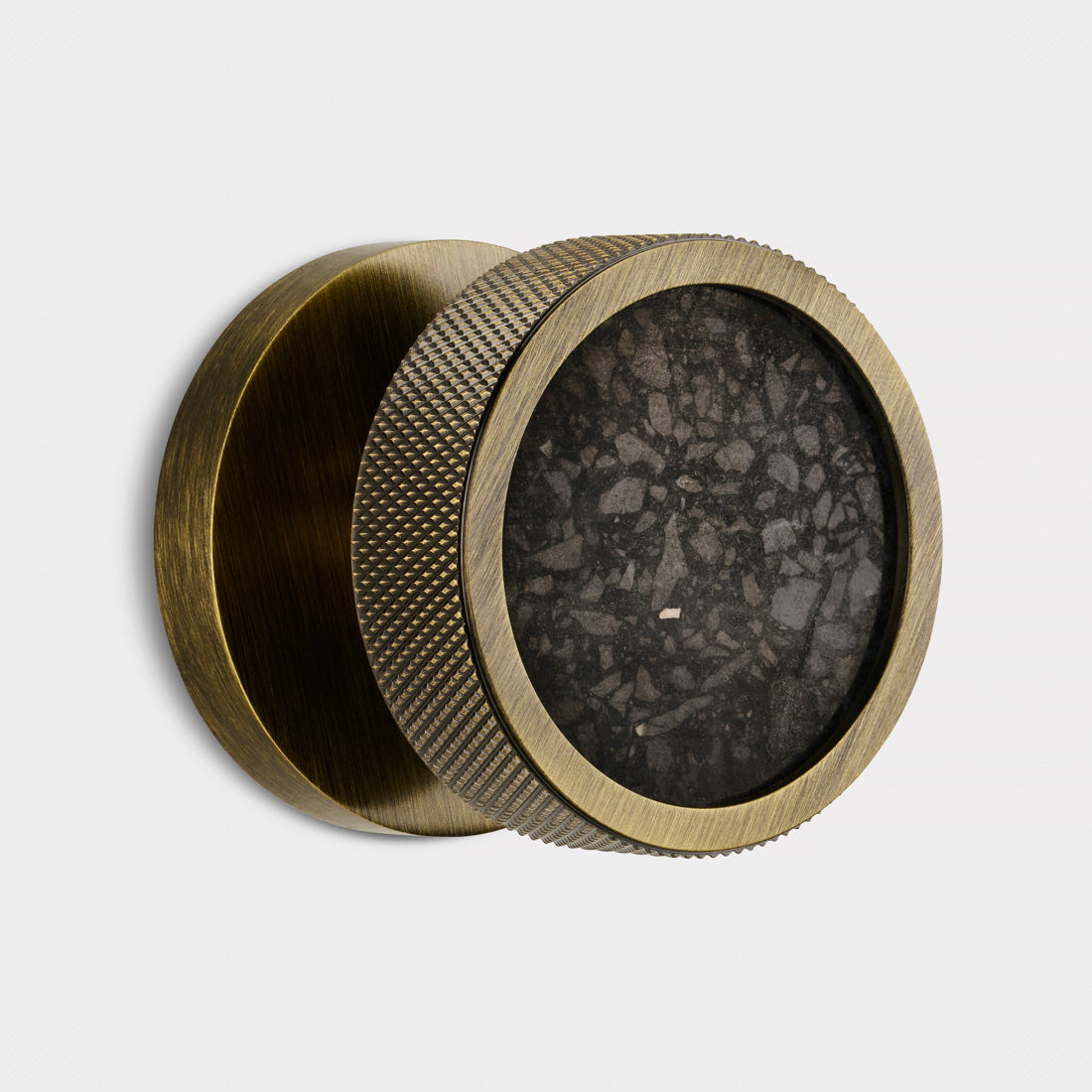 Brass & Terrazzo Mortice Door Knobs in Antique