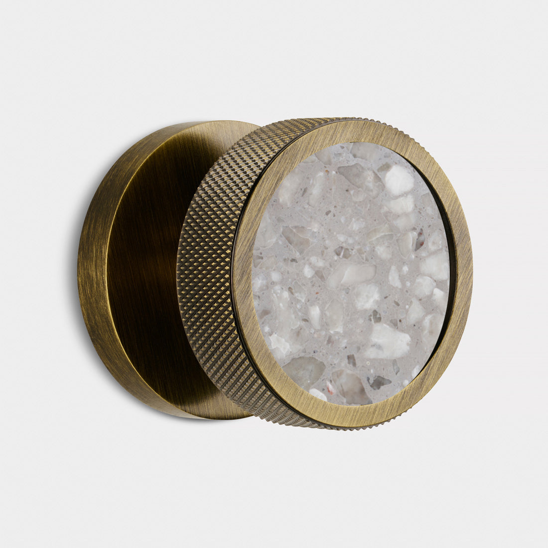 Brass & Terrazzo Mortice Door Knobs in Antique