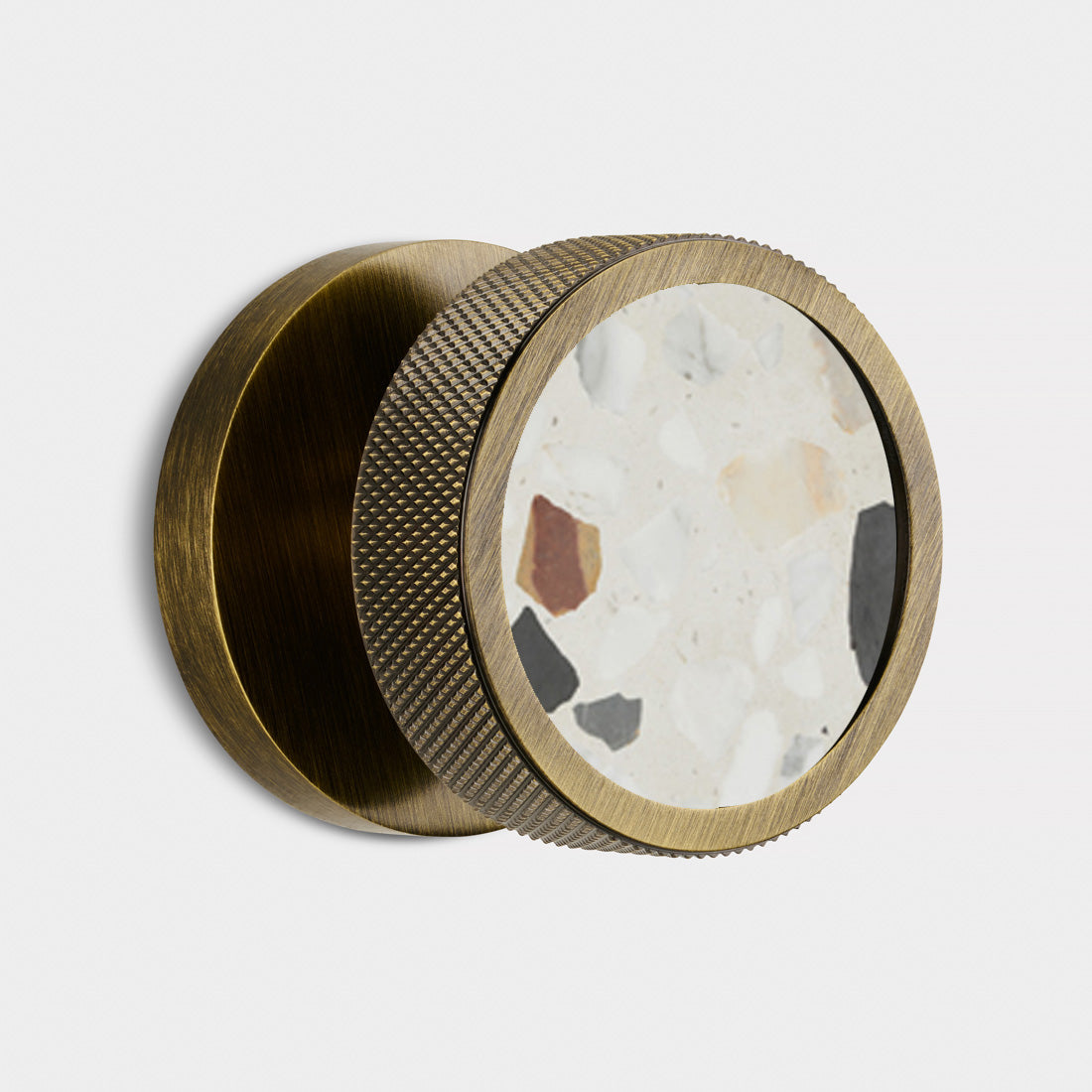Brass & Terrazzo Mortice Door Knobs in Antique