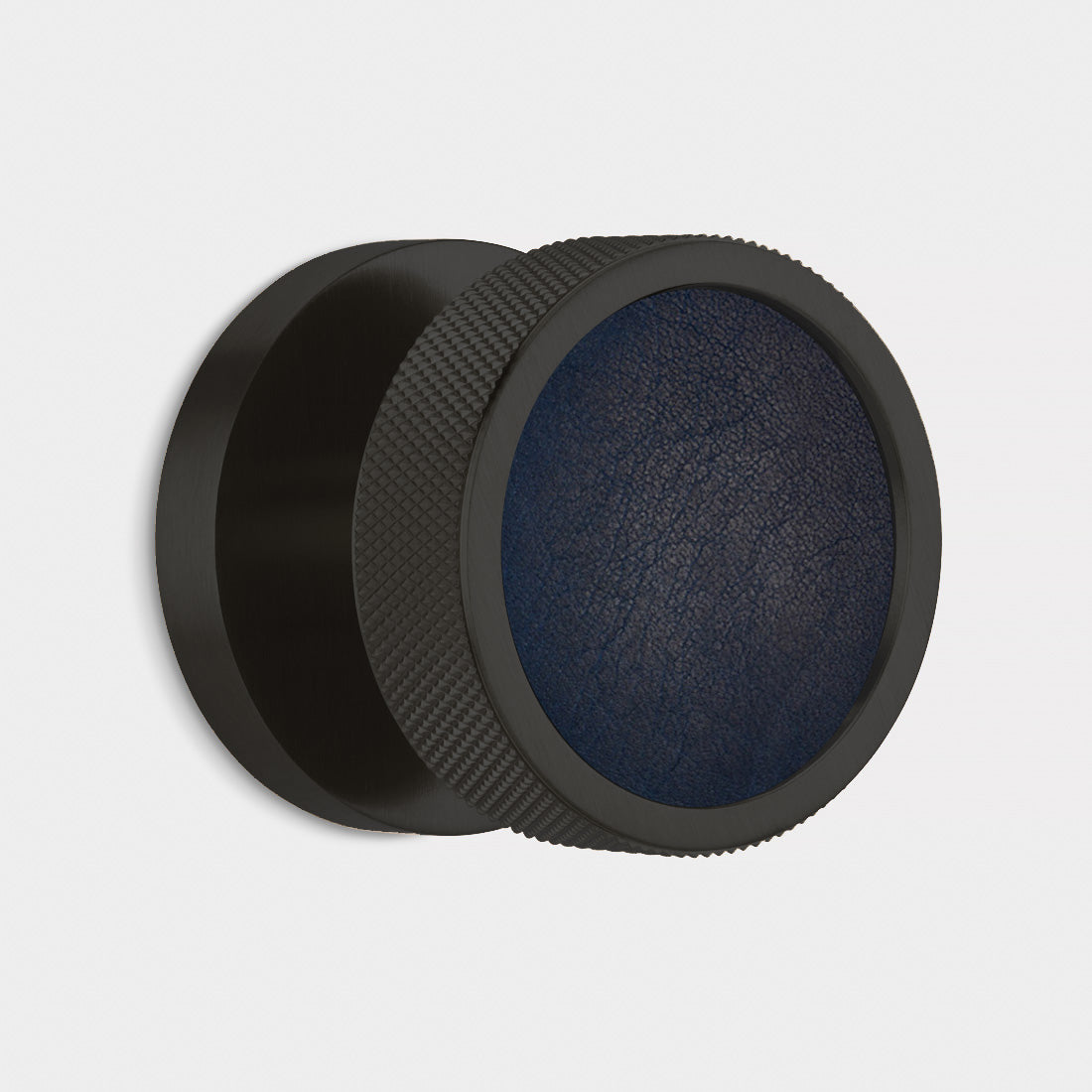 Brass & Leather Mortice Door Knobs in Black