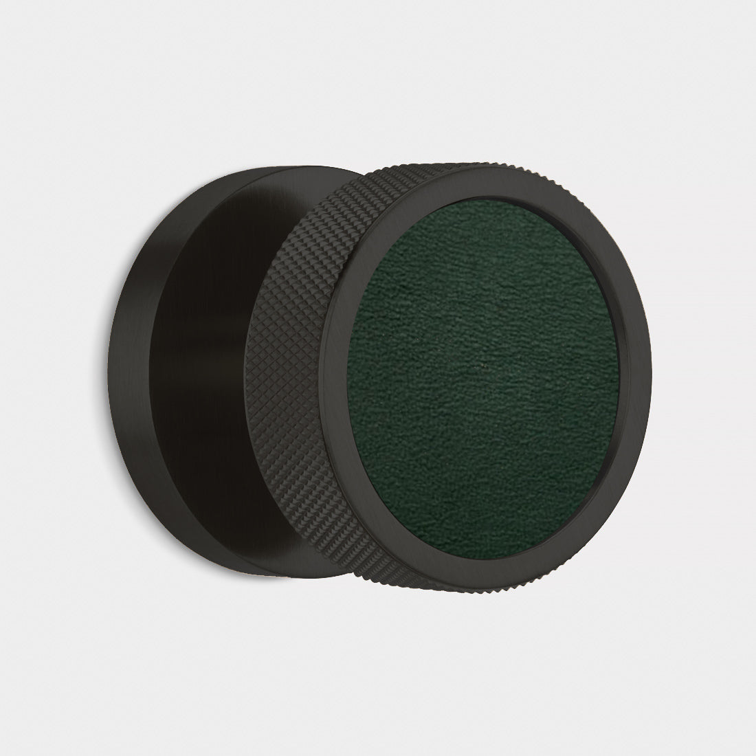 Brass & Leather Mortice Door Knobs in Black