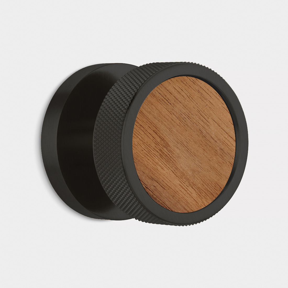 Brass & Wood Mortice Door Knobs in Black