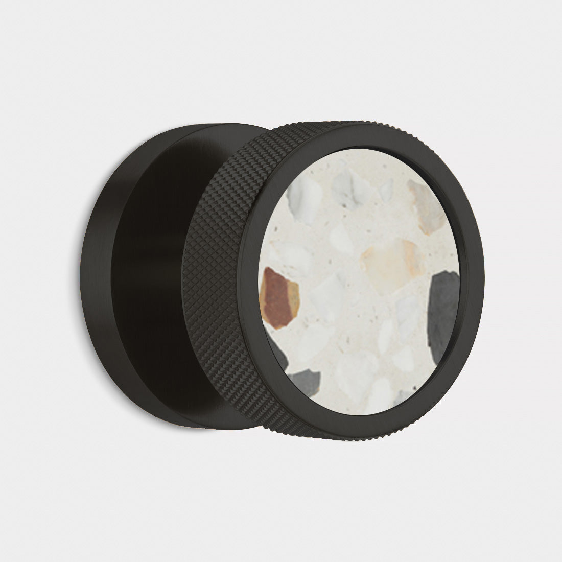 Brass & Terrazzo Mortice Door Knobs in Black