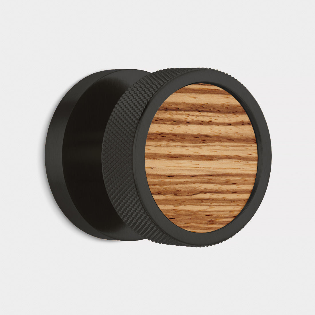 Brass & Wood Mortice Door Knobs in Black