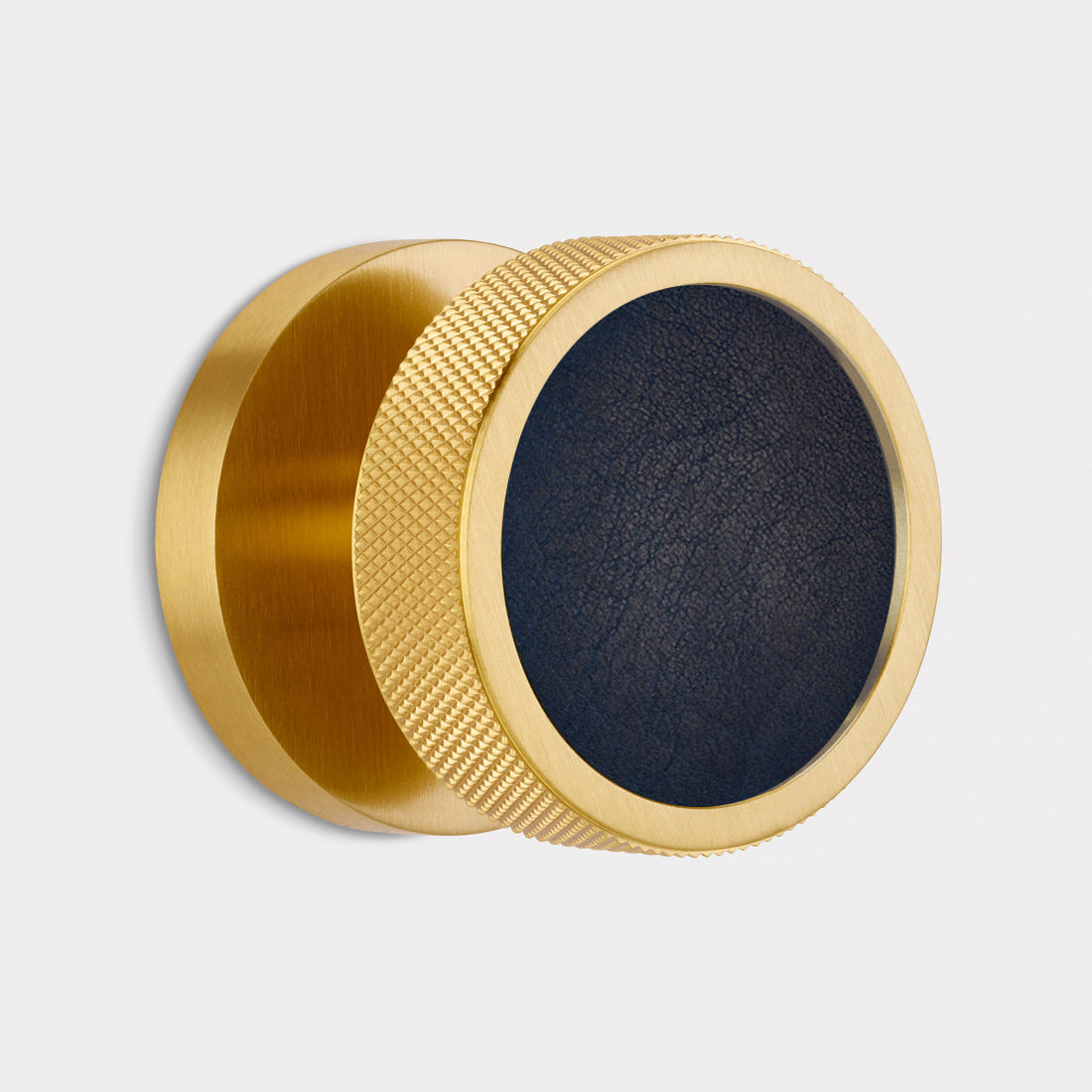 Brass & Leather Mortice Door Knobs in Gold