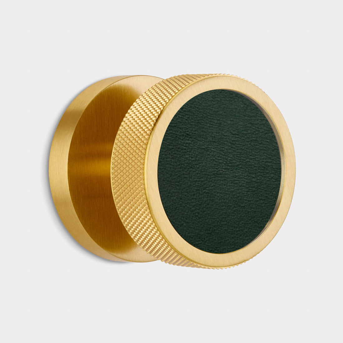 Brass & Leather Mortice Door Knobs in Gold