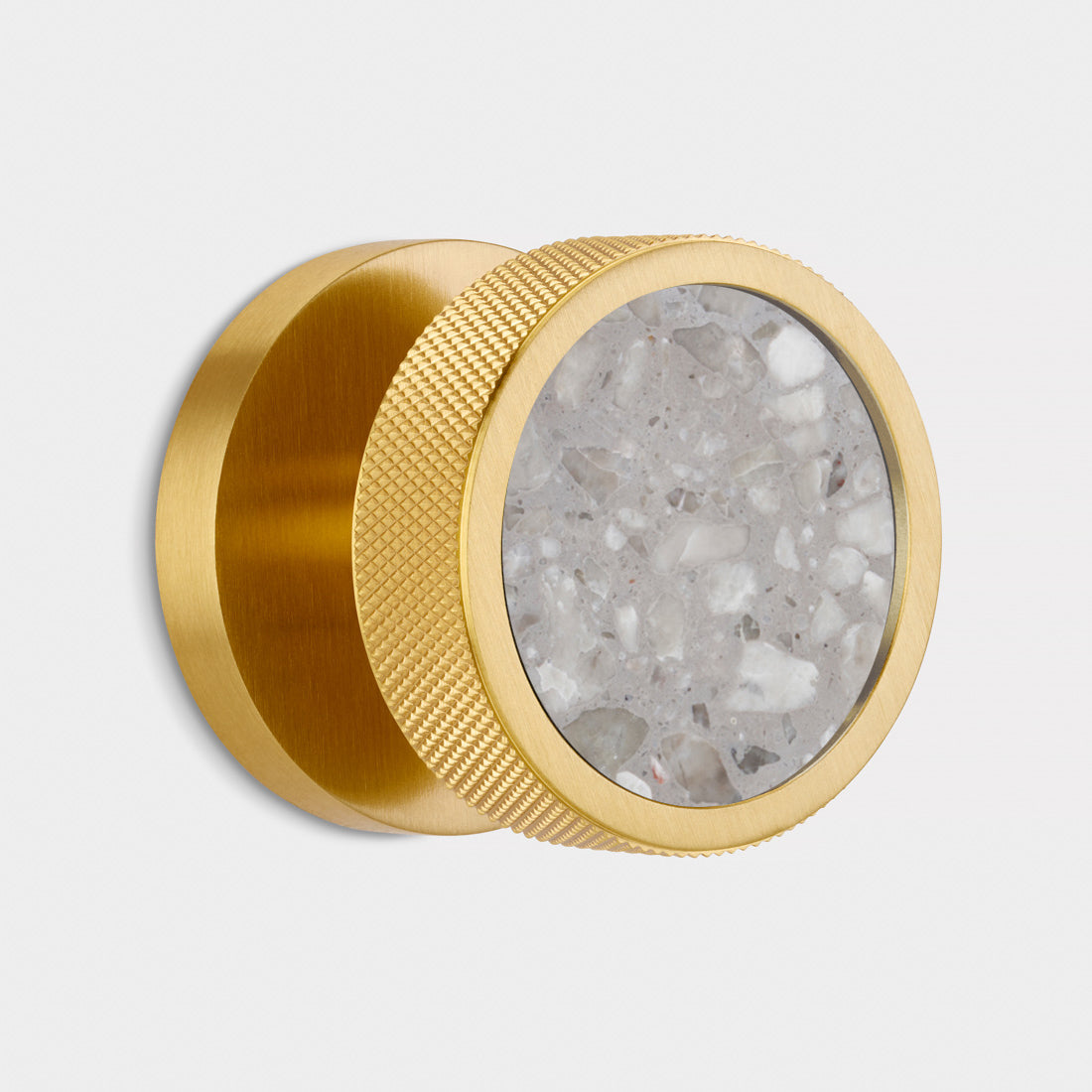 Brass & Terrazzo Mortice Door Knobs in Gold