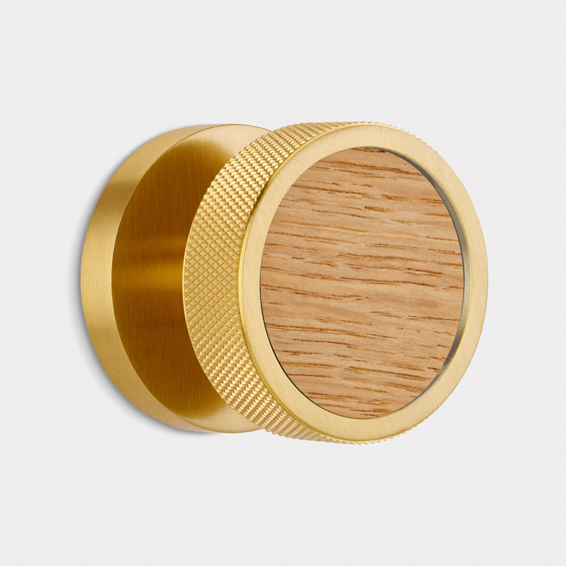 Brass & Wood Mortice Door Knobs in Gold