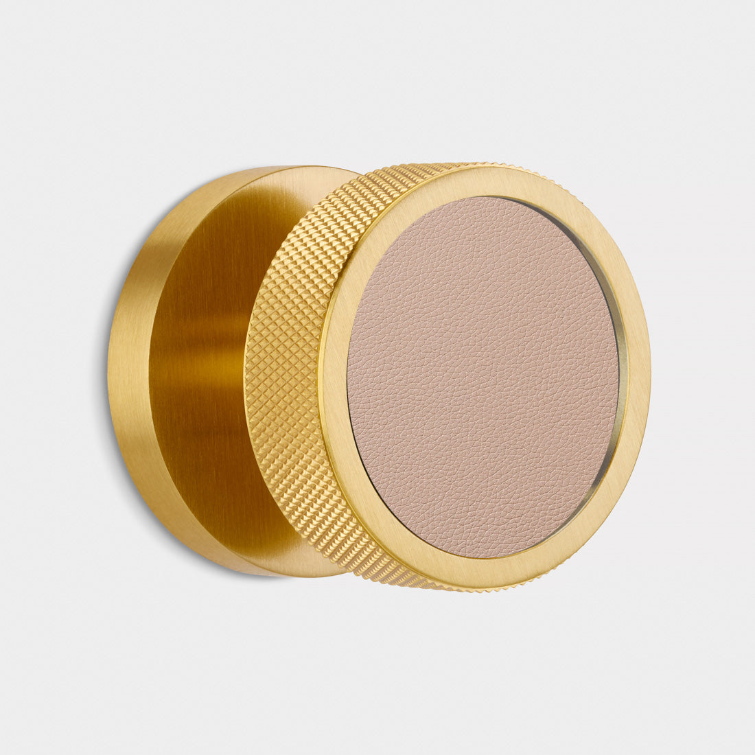 Brass & Leather Mortice Door Knobs in Gold