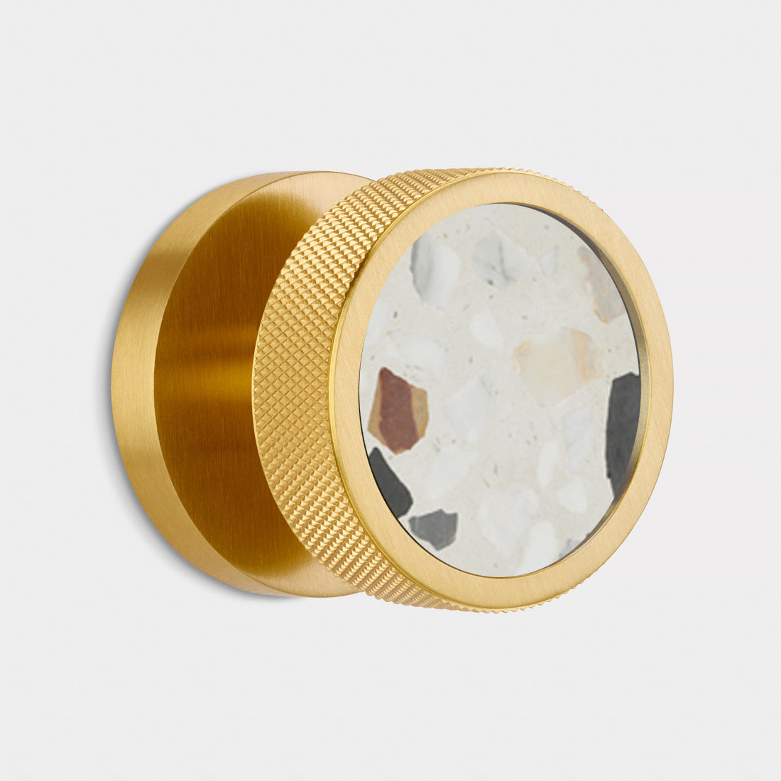 Brass & Terrazzo Mortice Door Knobs in Gold