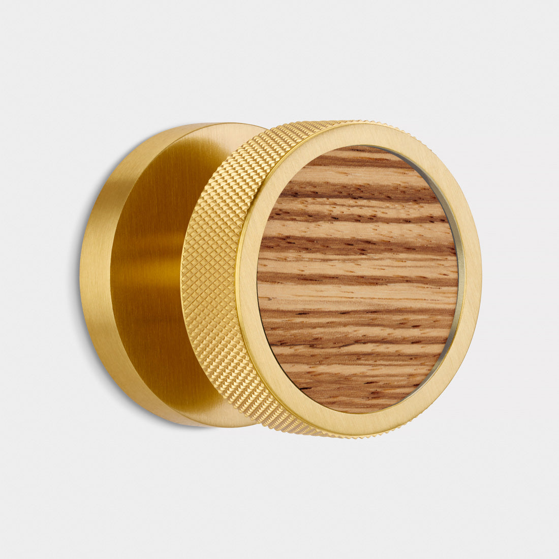 Brass & Wood Mortice Door Knobs in Gold