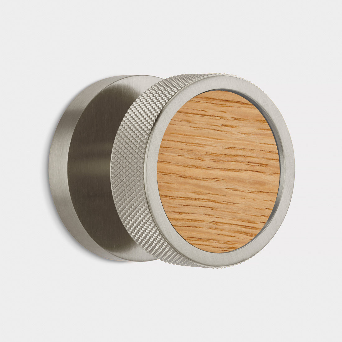 Brass & Wood Mortice Door Knobs in Silver