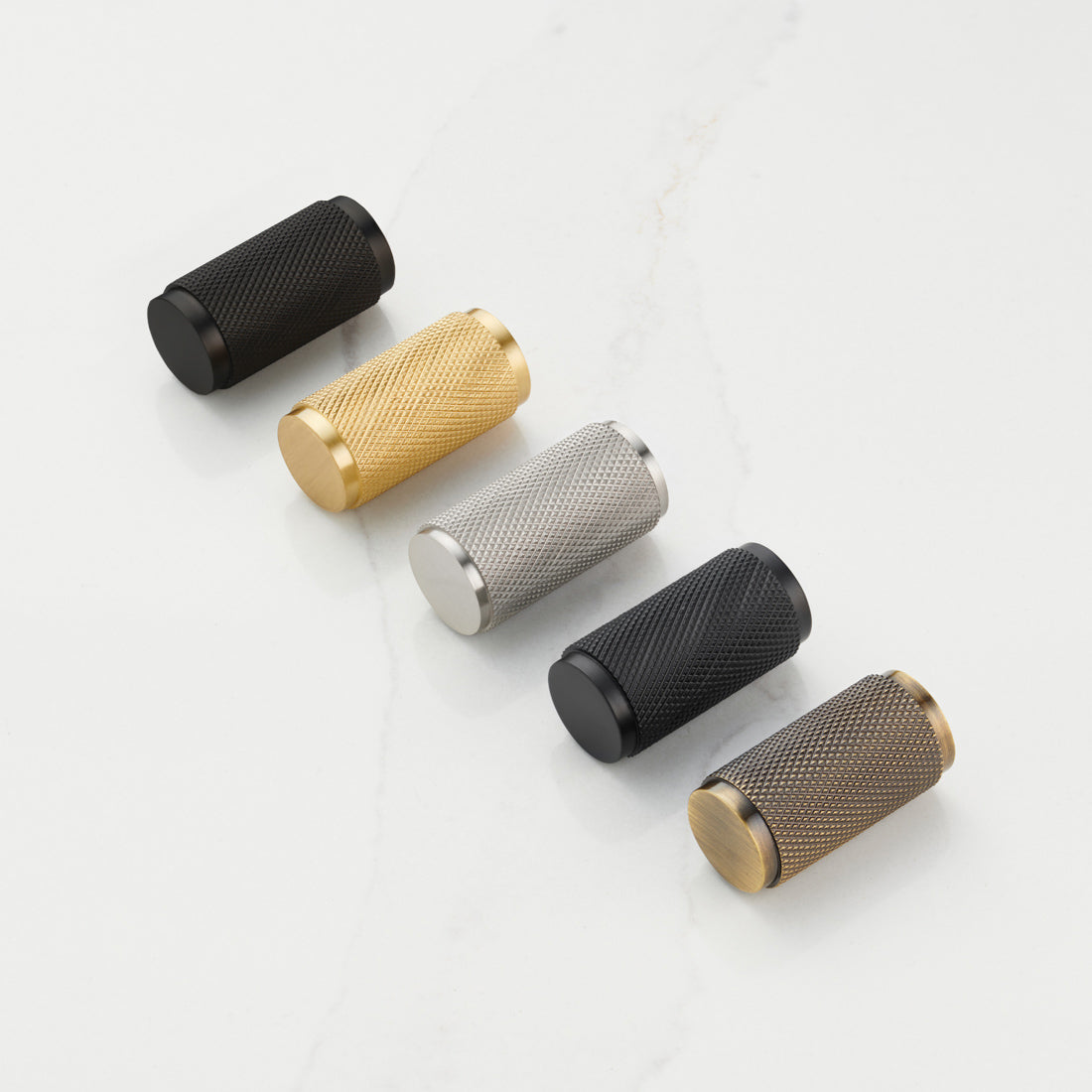 Brass Knurled Cylinder Pulls in Gunmetal