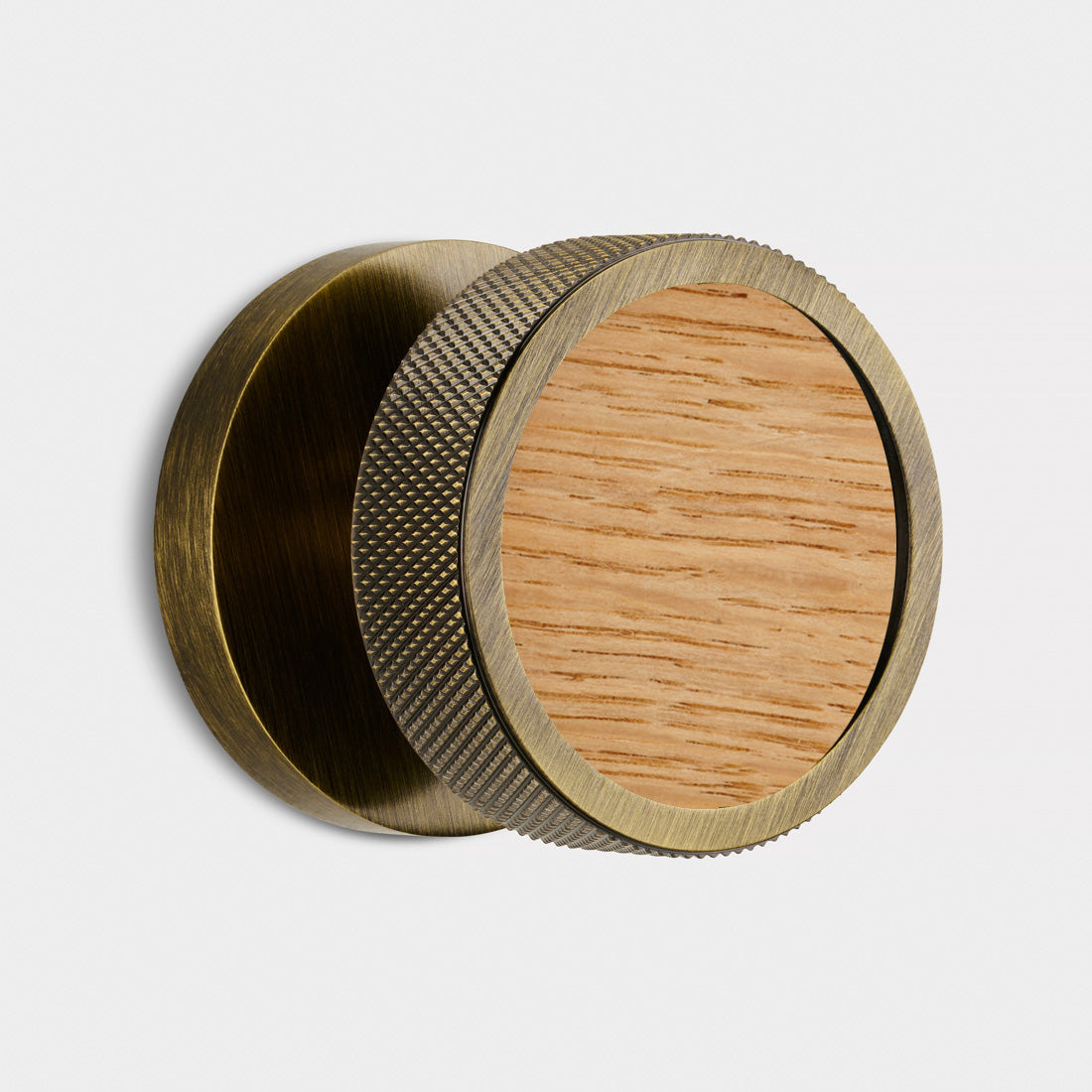 Brass & Wood Mortice Door Knobs in Antique