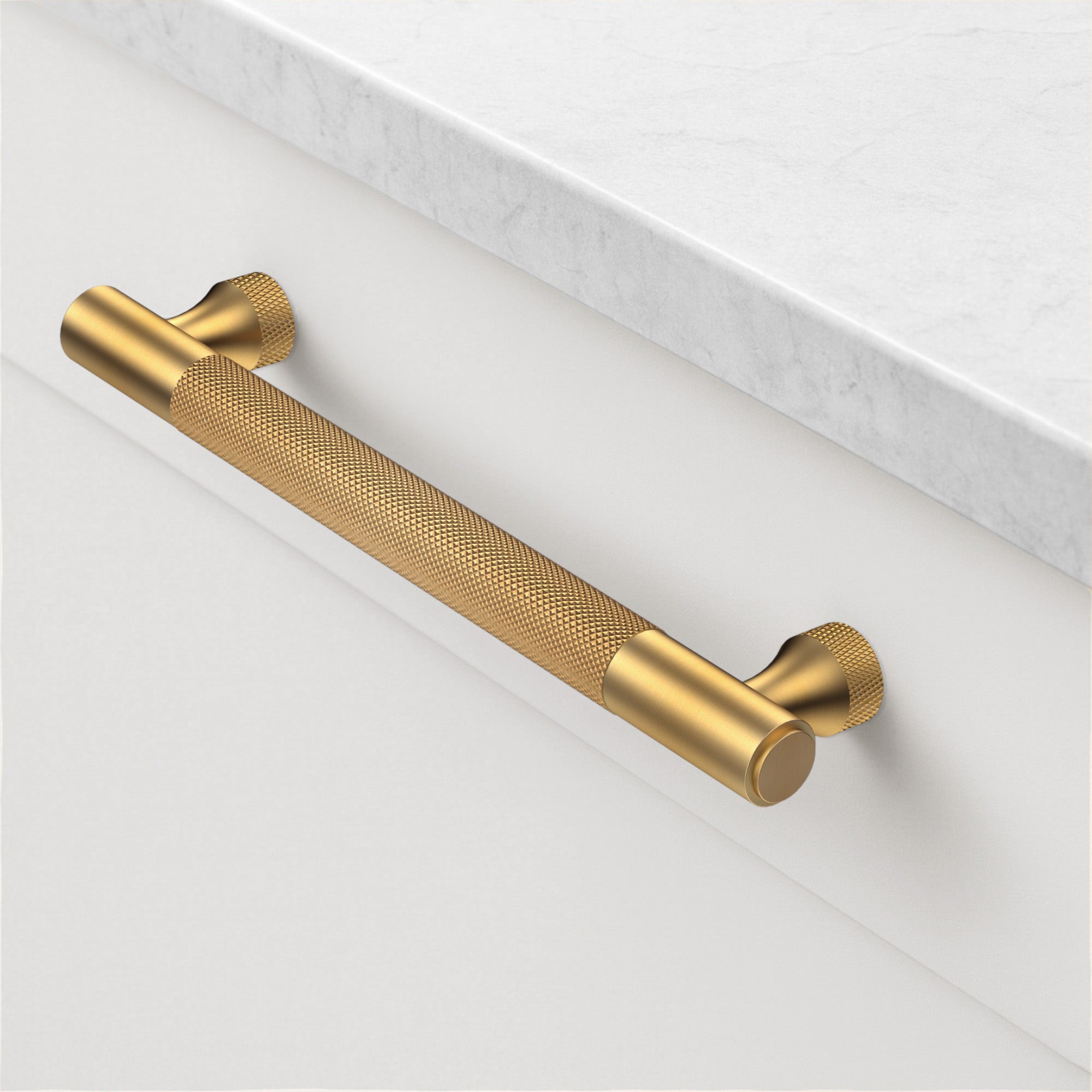 Brass Knurled Cabinet Handles in Gold