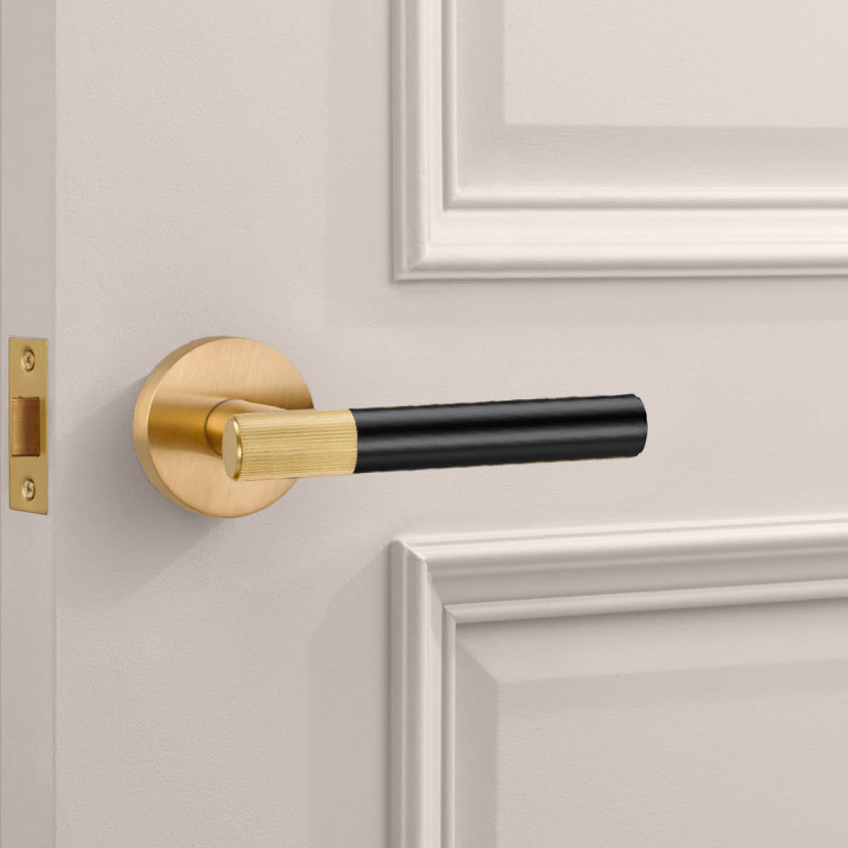 Gold Linear Lever Handle with Tip in Black