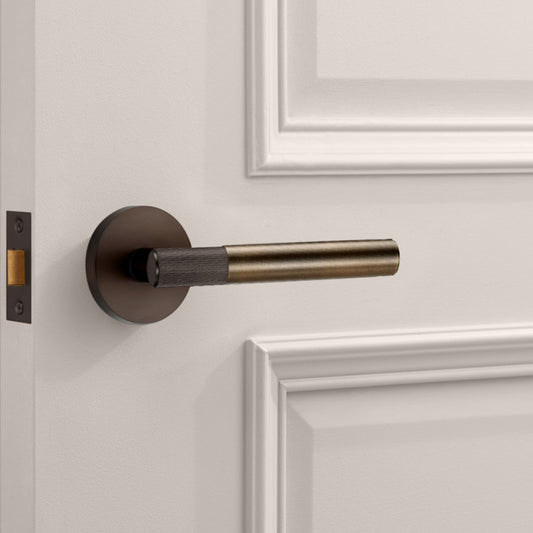 Bronze Linear Lever Handle with Tip in Antique