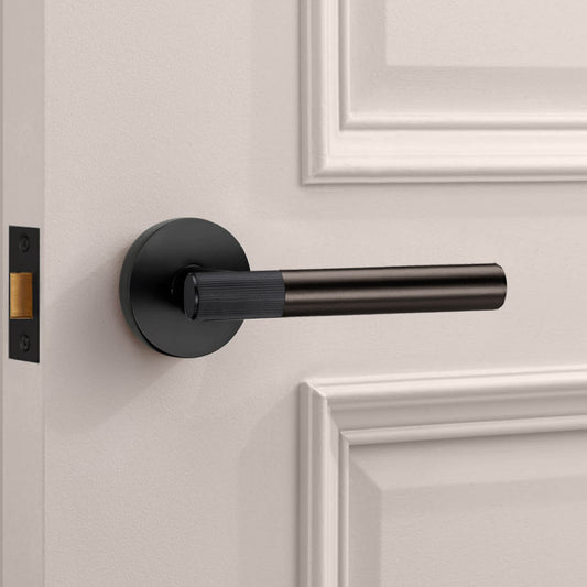 Black Linear Lever Handle with Tip in Bronze