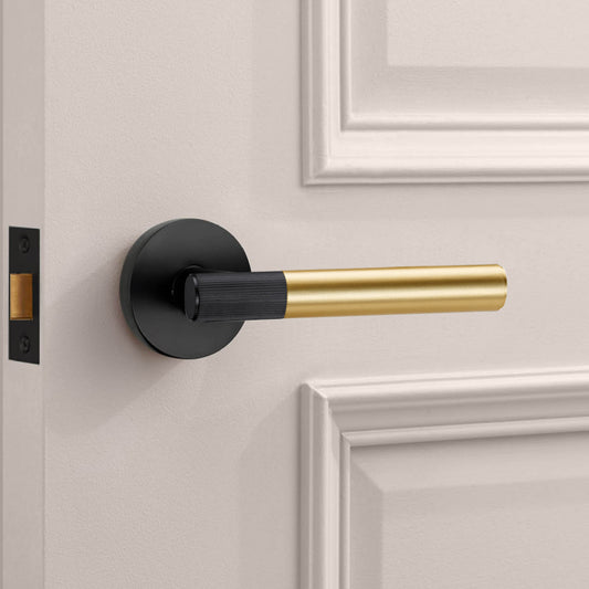 Black Linear Lever Handle with Tip in Gold
