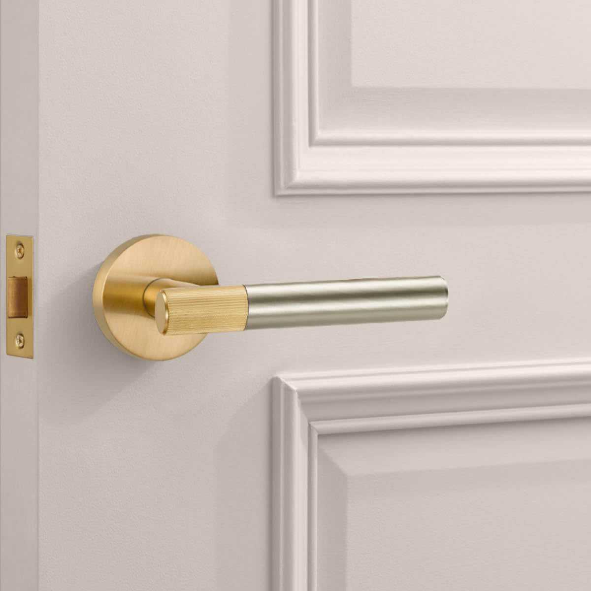 Gold Linear Lever Handle with Tip in Silver