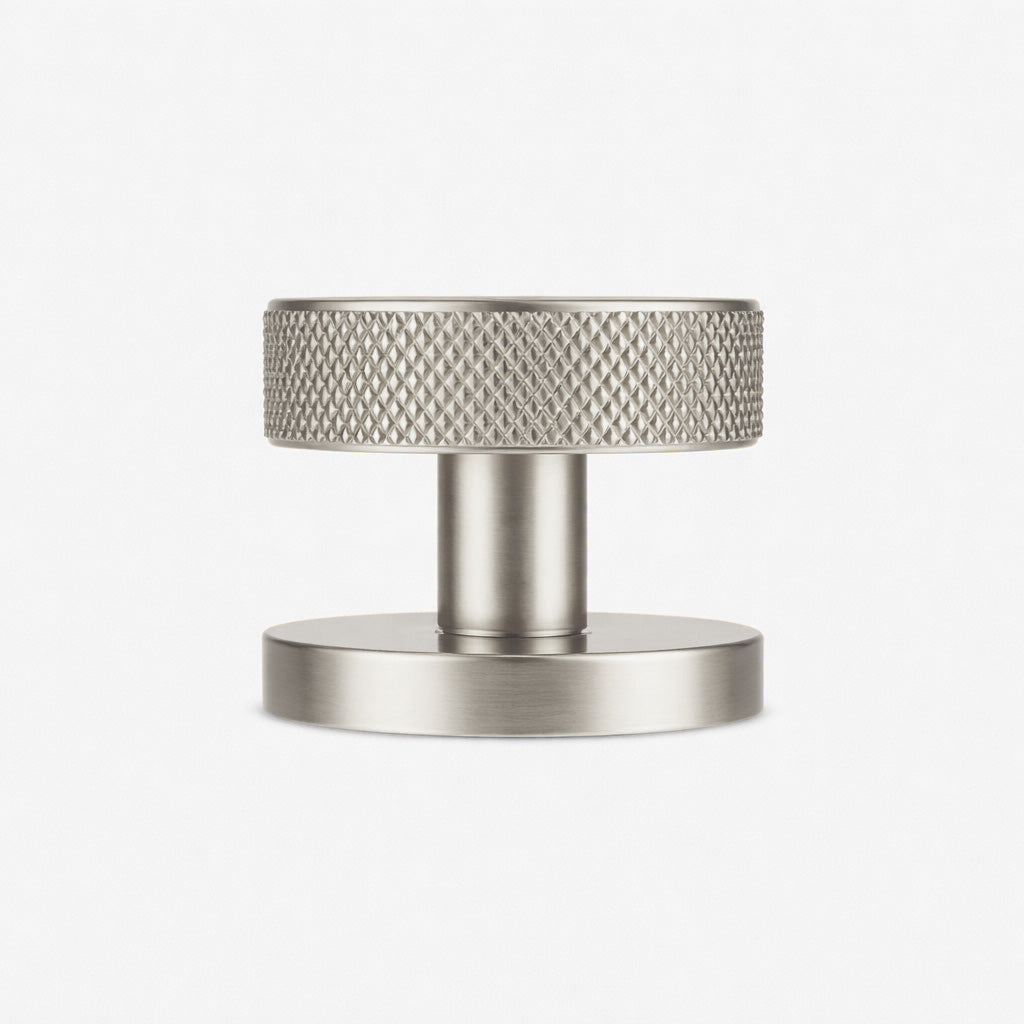 Custom Colour Brass Mortice Door Knobs Knurled in Silver