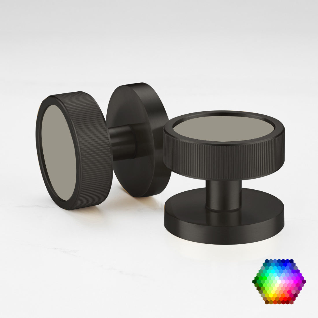 Custom Colour Brass Mortice Door Knobs Linear in Black