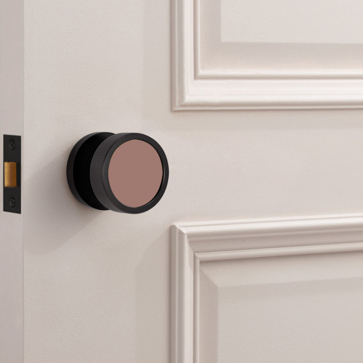 Custom Colour Brass Mortice Door Knobs Linear in Black