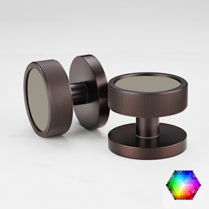 Custom Colour Brass Mortice Door Knobs Linear in Bronze