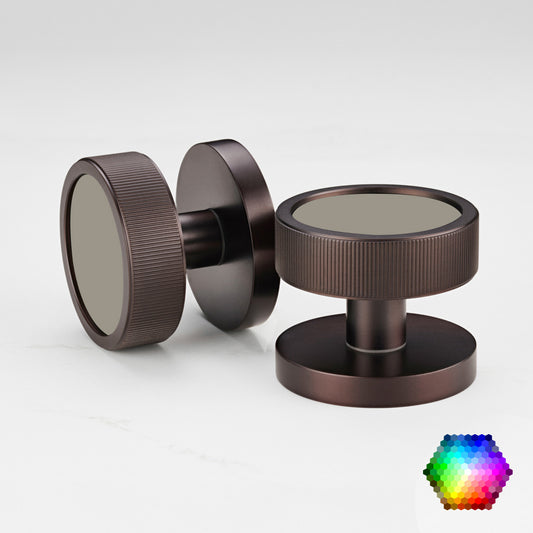 Custom Colour Brass Mortice Door Knobs Linear in Bronze