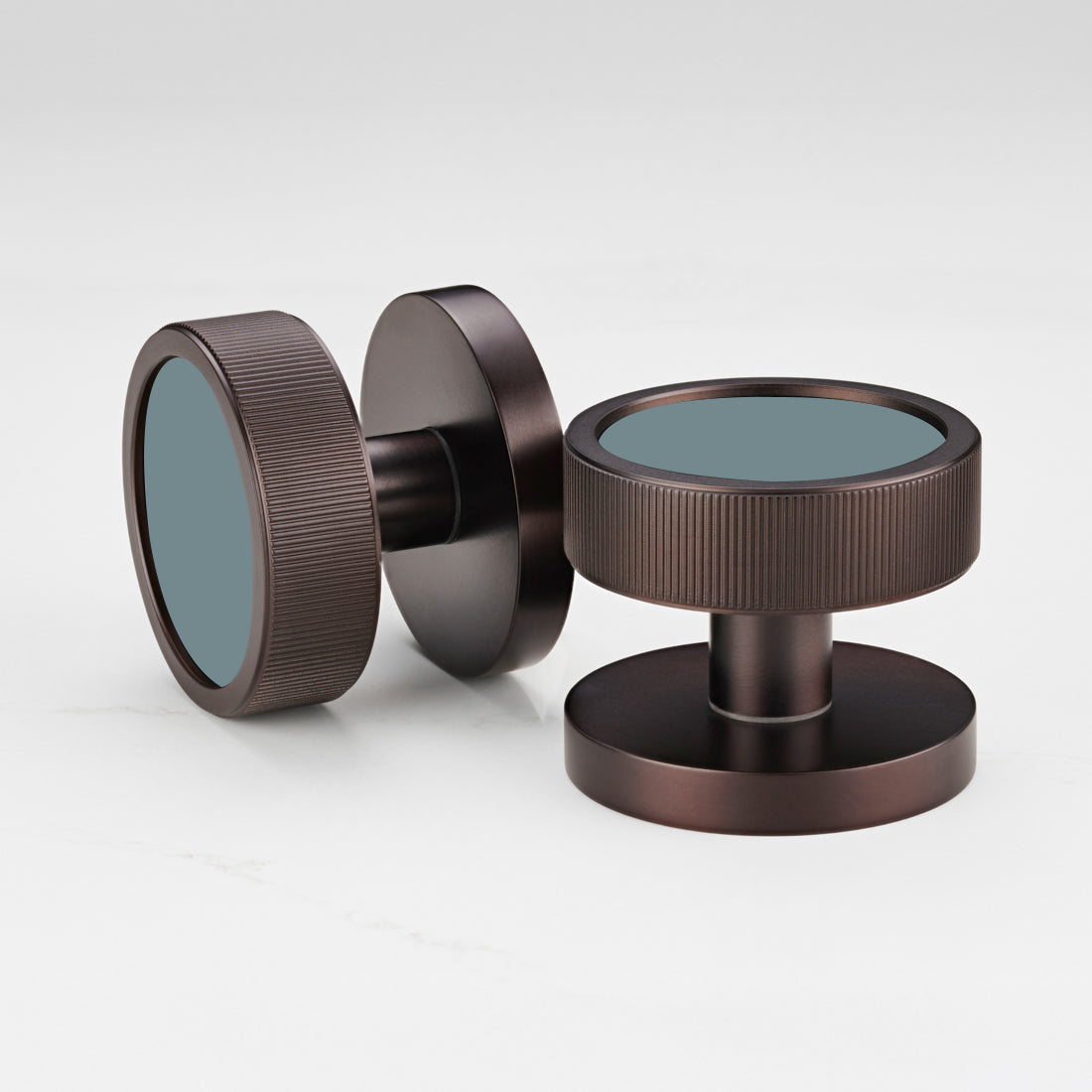 Custom Colour Brass Mortice Door Knobs Linear in Bronze