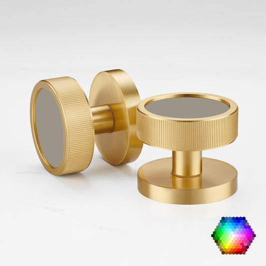 Custom Colour Brass Mortice Door Knobs Linear in Gold