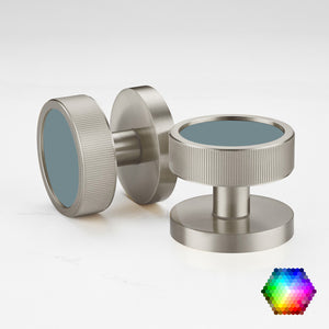 Custom Colour Brass Mortice Door Knobs Linear in Silver