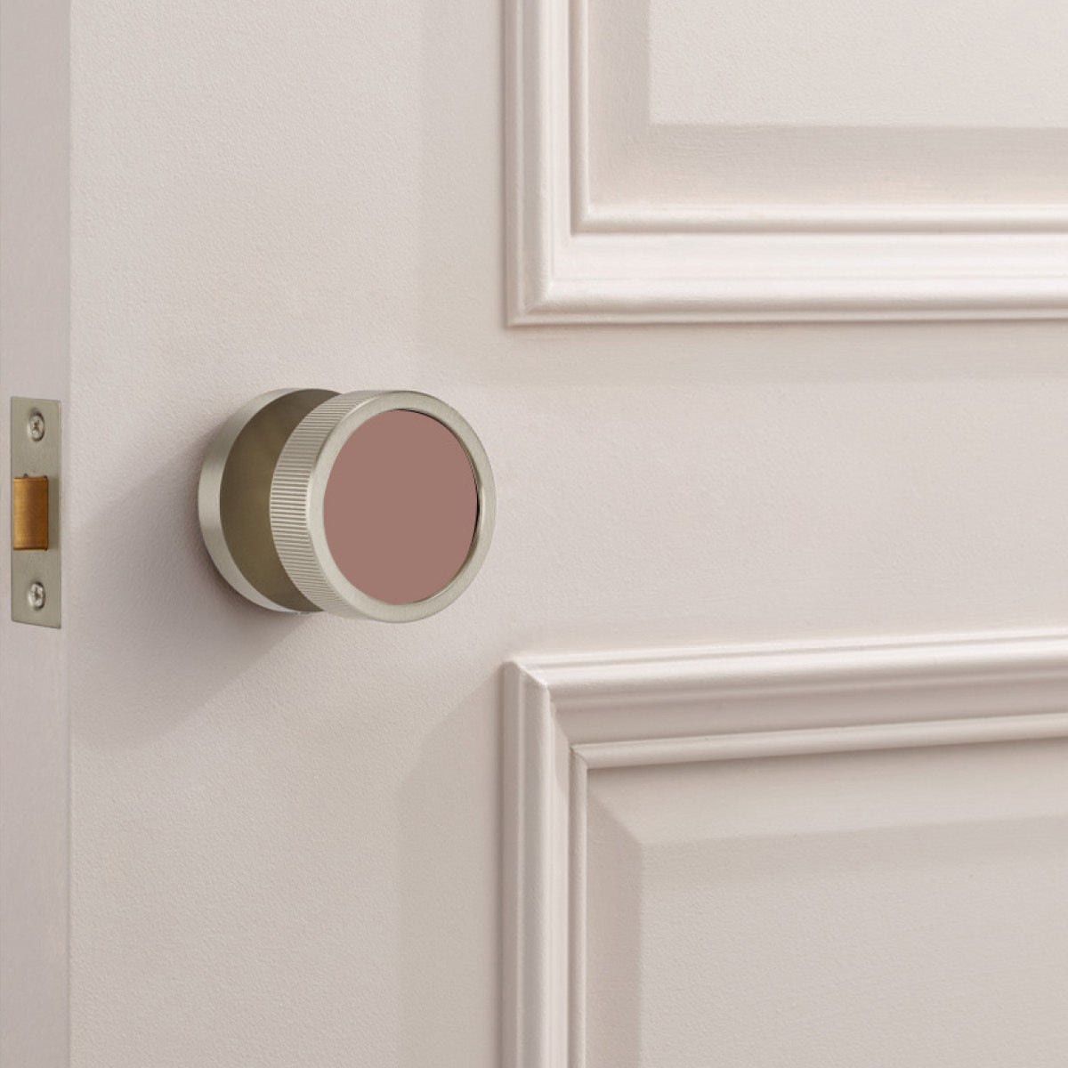 Custom Colour Brass Mortice Door Knobs Linear in Silver