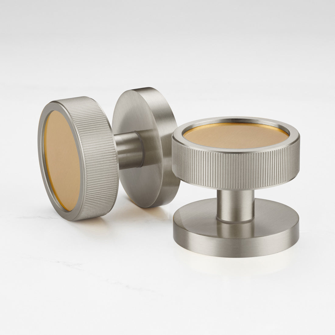 Brass Mortice Door Knobs in Silver