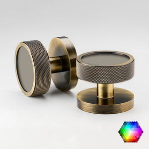 Custom Colour Brass Mortice Door Knobs Knurled in Antique